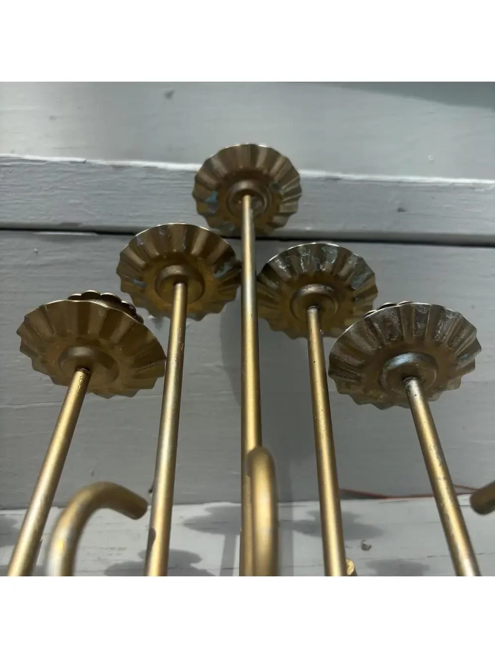 Pair of Candle Holder for Five Candles - gold/brass tone